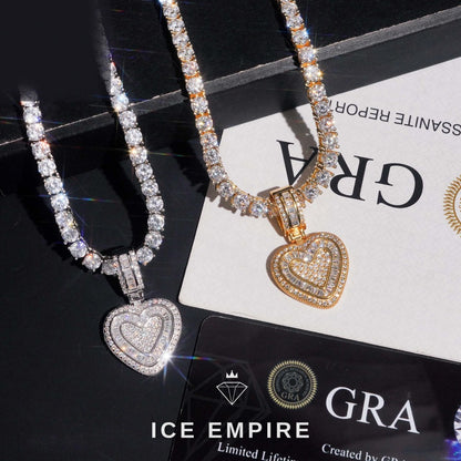 Iced Out Heart Rose Gold Plated Moissanite Pendant