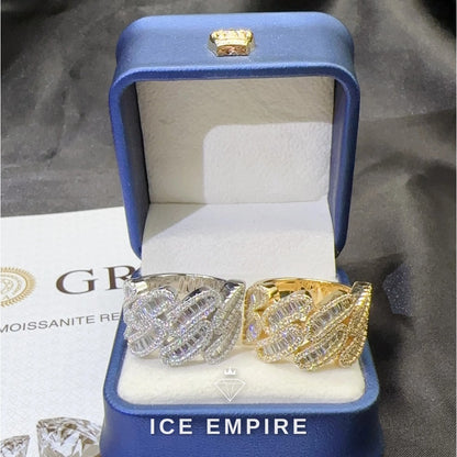Iced Out Baguette 925 Silver Moissanite Cuban Chain