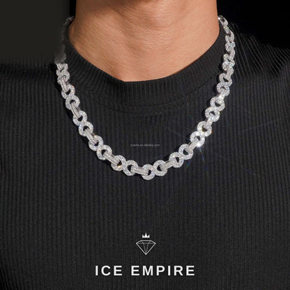 Iced Out Baguette 925 Silver Moissanite Cuban Chain