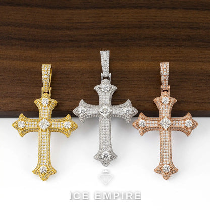 Iced Out Cross Gold Plated Moissanite Pendant