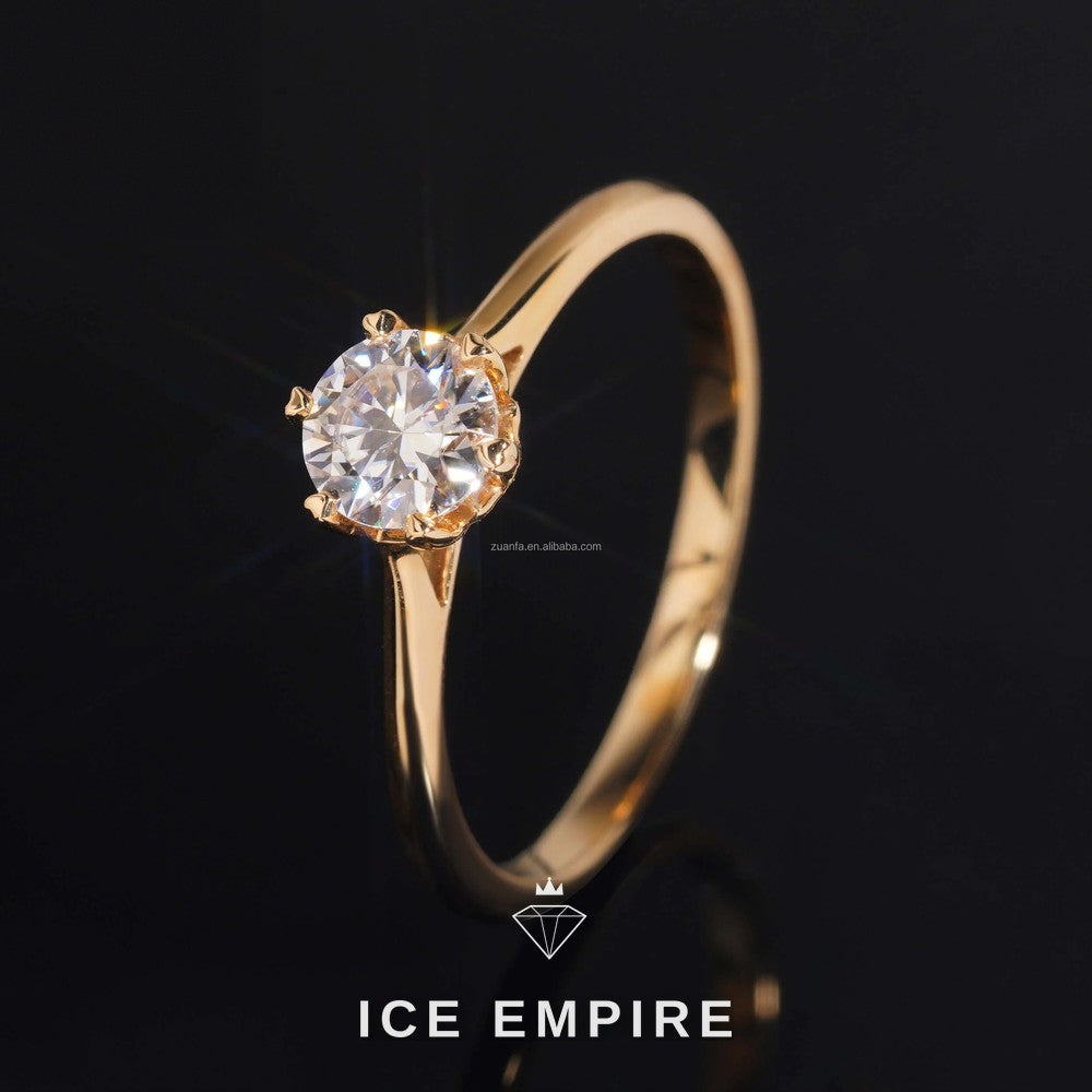 Iced Out 14K Gold Moissanite Engagement Ring