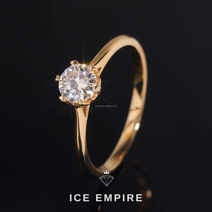 Iced Out 14K Gold Moissanite Engagement Ring