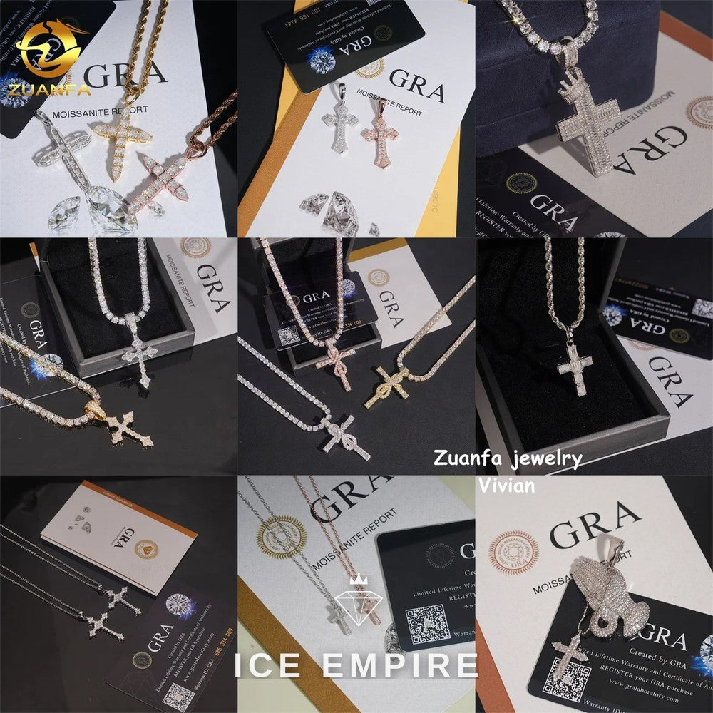 Iced Out Cross 925 Silver Pendant