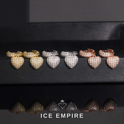 Iced Out Heart Gold Plated Moissanite Stud Earrings