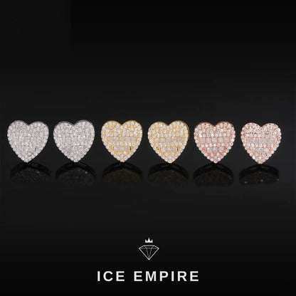 Iced Out Heart 925 Silver Moissanite Earrings