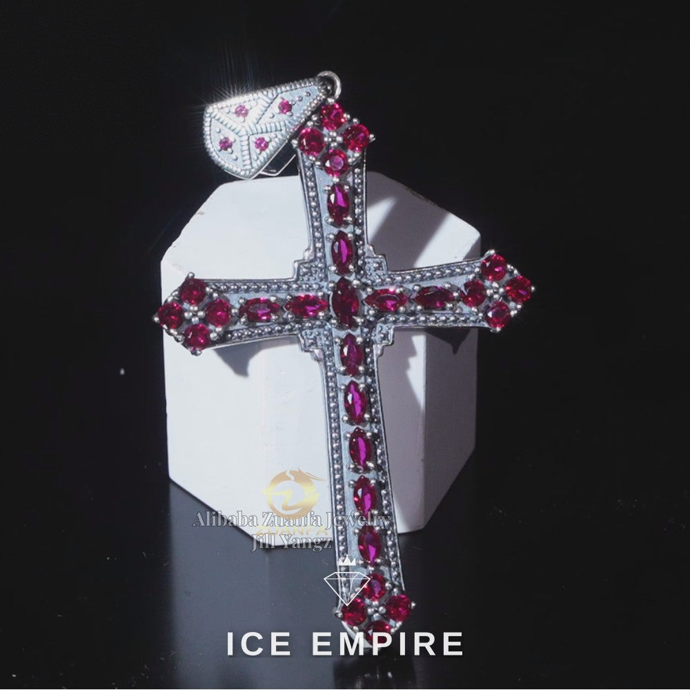Iced Out Cross 925 Silver Pendant