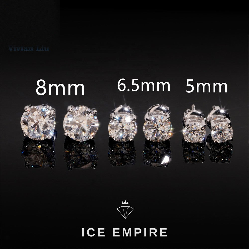 Iced Out 925 Silver Moissanite Stud Earrings