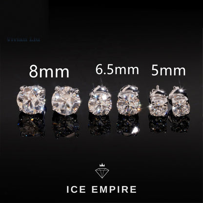 Iced Out 925 Silver Moissanite Stud Earrings