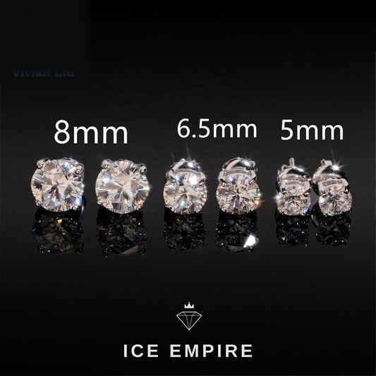 Iced Out 925 Silver Moissanite Stud Earrings