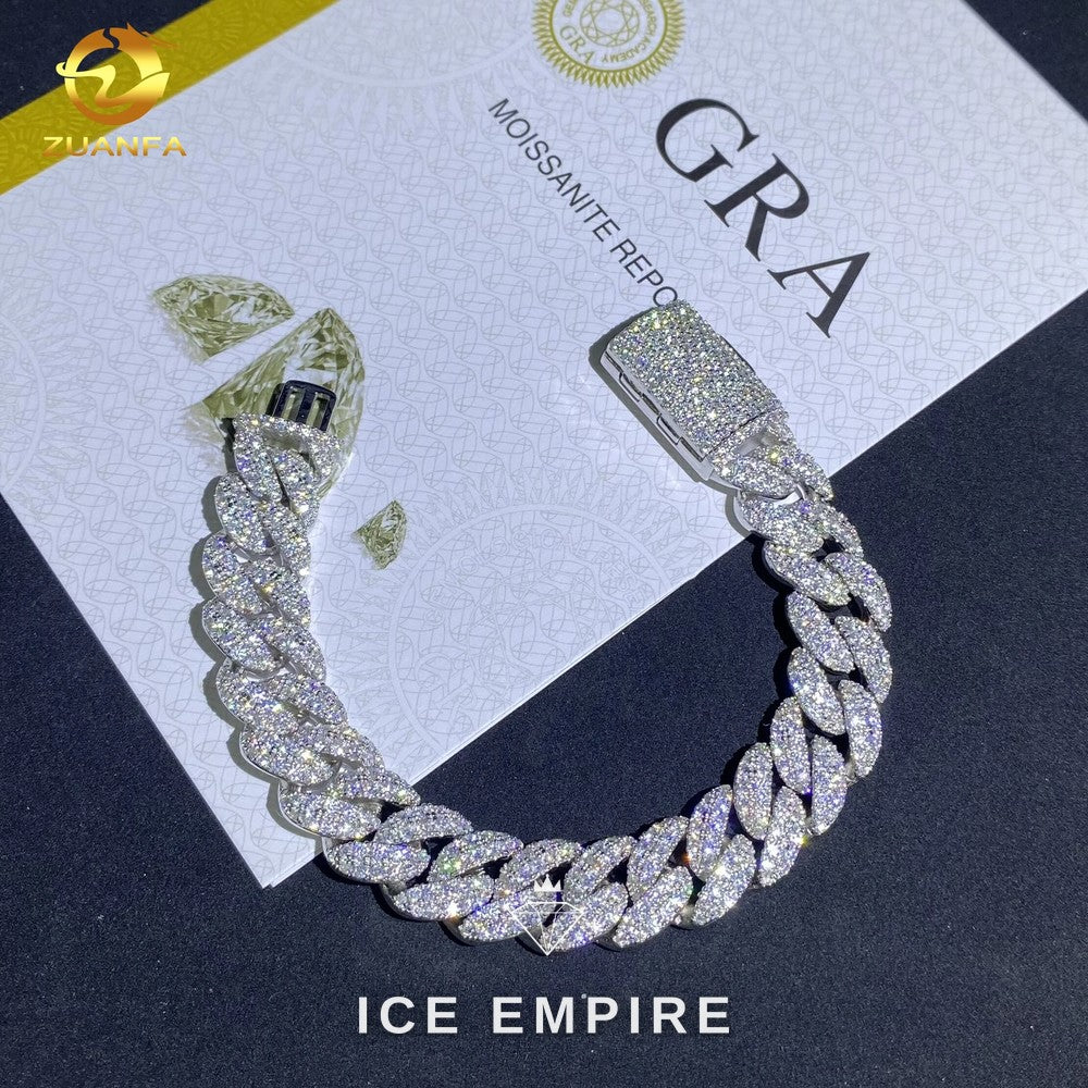 Iced Out 925 Silver Moissanite Cuban Chain