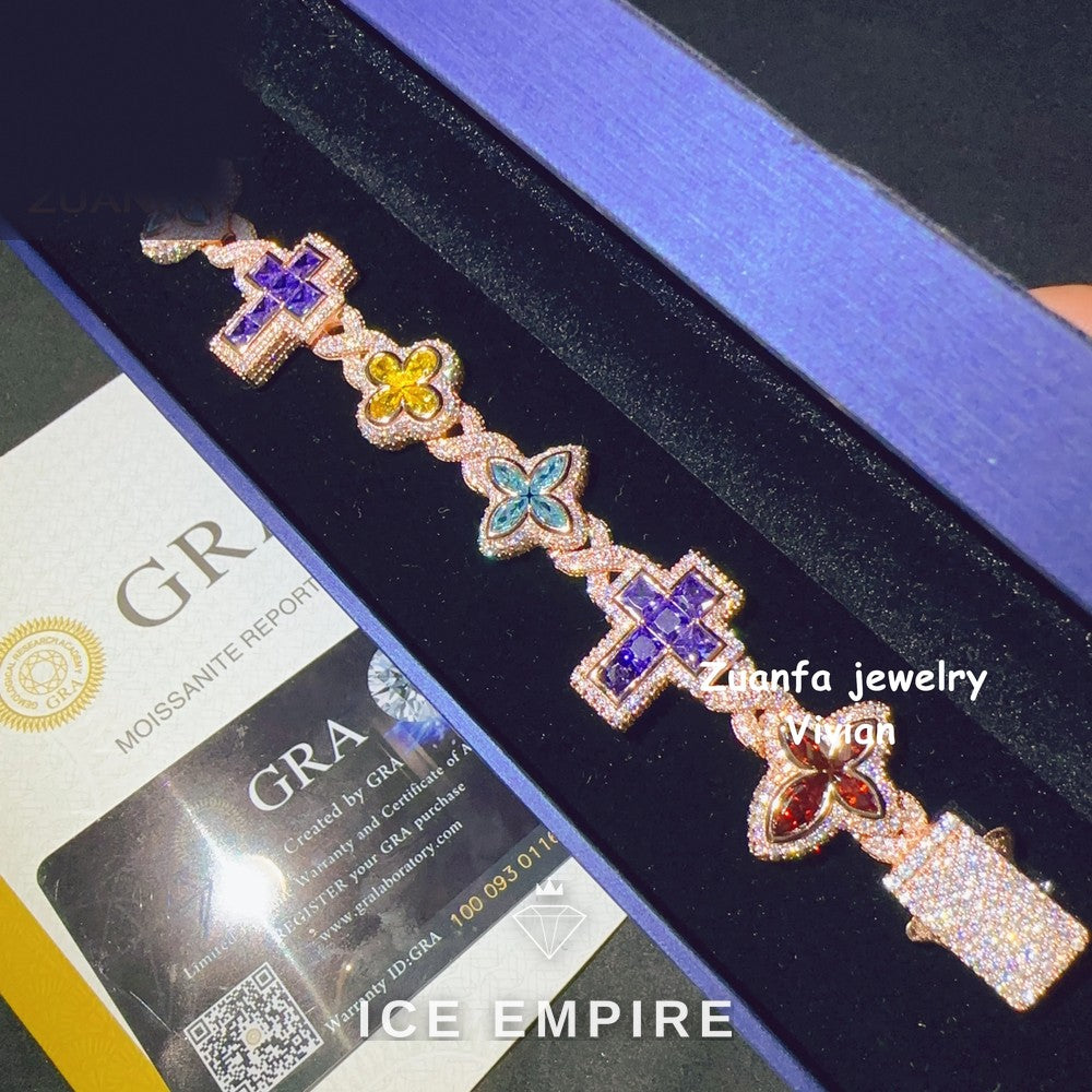 Iced Out 925 Silver Moissanite Cuban Chain