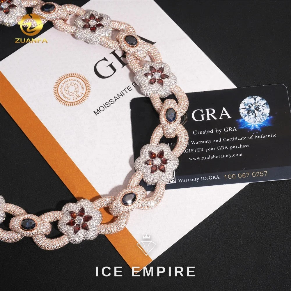 Iced Out Rose Gold Plated Moissanite Cuban Chain