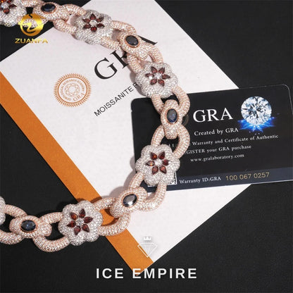 Iced Out Rose Gold Plated Moissanite Cuban Chain