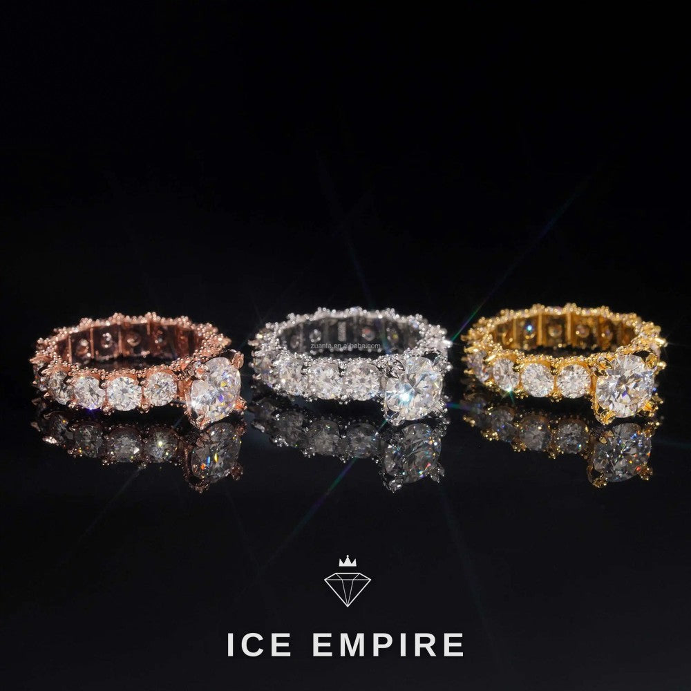 Iced Out Rose Gold Plated Moissanite Wedding Band