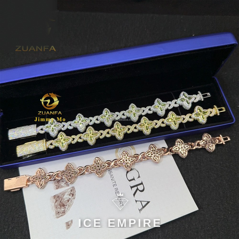 Iced Out 925 Silver Moissanite Cuban Chain