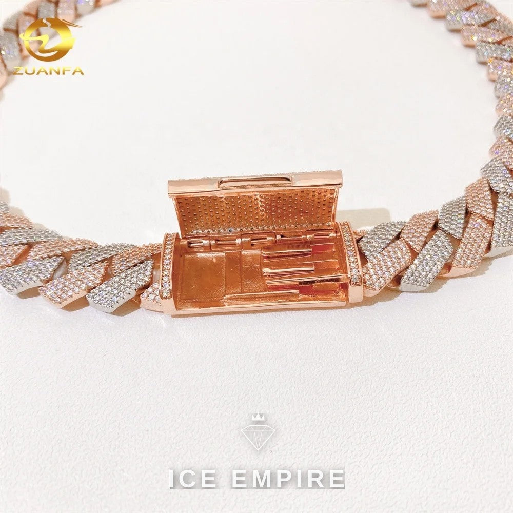 Iced Out Rose Gold Plated Moissanite Cuban Chain