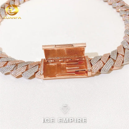 Iced Out Rose Gold Plated Moissanite Cuban Chain