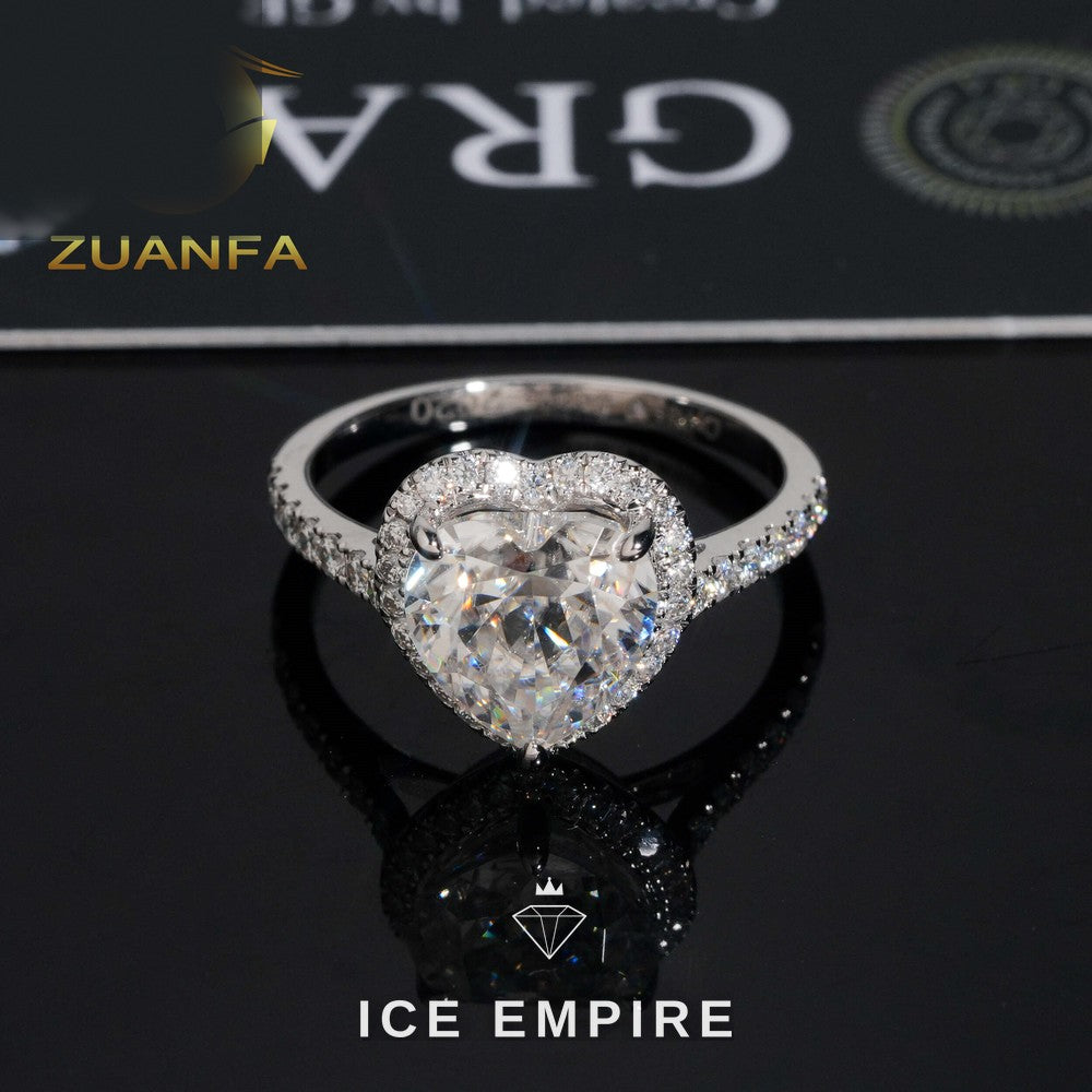 Iced Out Heart 14K Gold Moissanite Engagement Ring