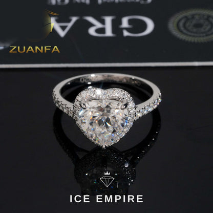 Iced Out Heart 14K Gold Moissanite Engagement Ring