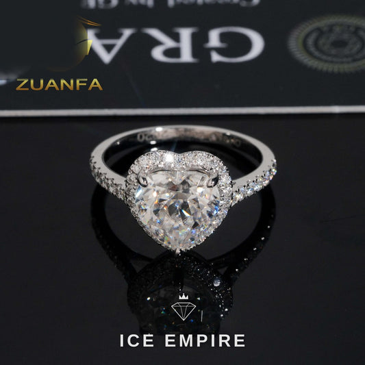 Iced Out Heart 14K Gold Moissanite Engagement Ring