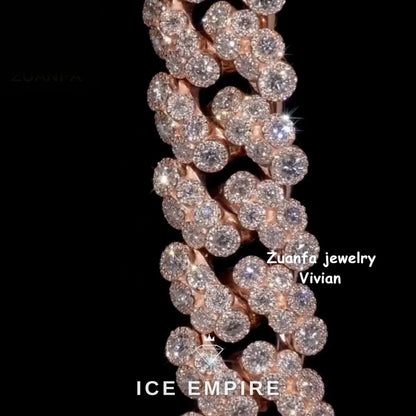 Iced Out Rose Gold Plated Moissanite Cuban Chain