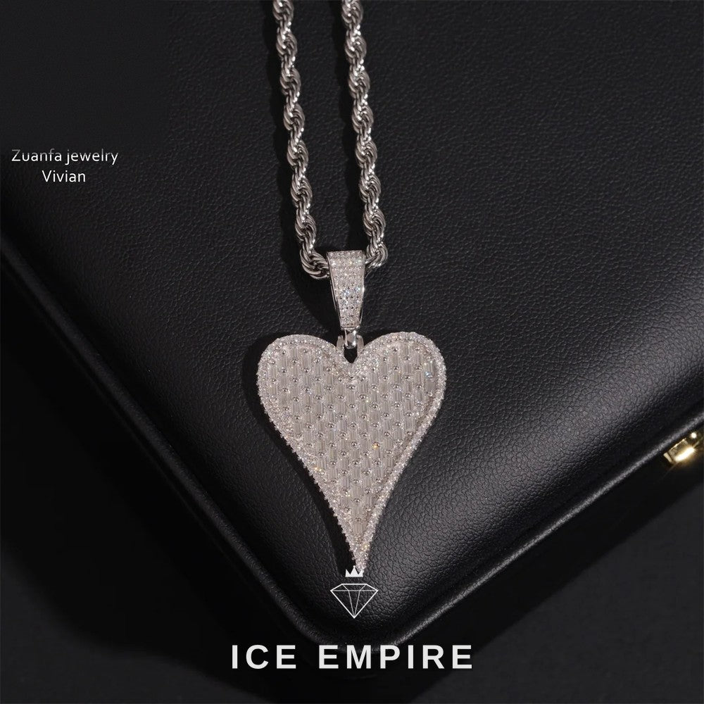 Iced Out Heart 925 Silver Moissanite Pendant