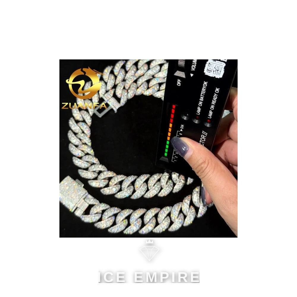 Iced Out 925 Silver Moissanite Cuban Chain