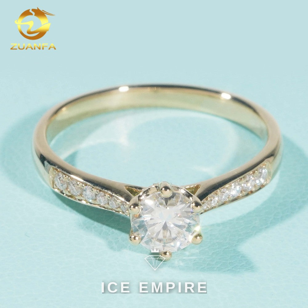 Iced Out 9K Gold Moissanite Engagement Ring