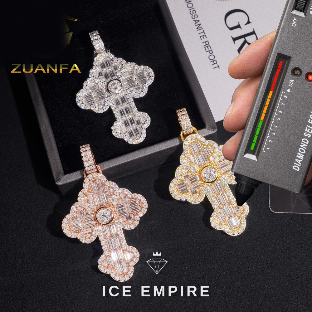 Iced Out Baguette Rose Gold Plated Moissanite Pendant