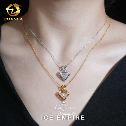 Iced Out Heart 925 Silver Lab Grown Diamond Pendant