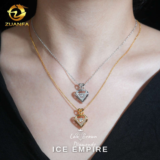 Iced Out Heart 925 Silver Lab Grown Diamond Pendant