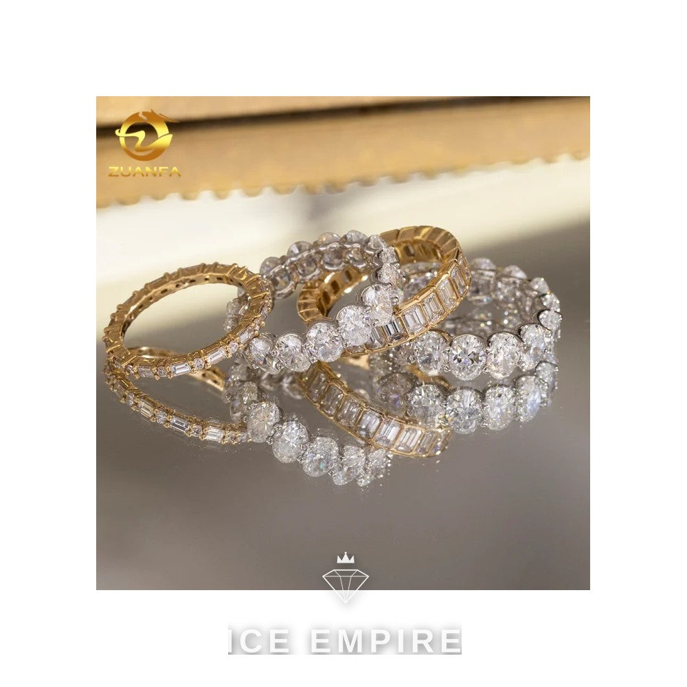 Iced Out Gold Plated Moissanite Wedding Band
