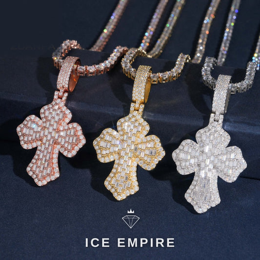 Iced Out Baguette Rose Gold Plated Moissanite Pendant