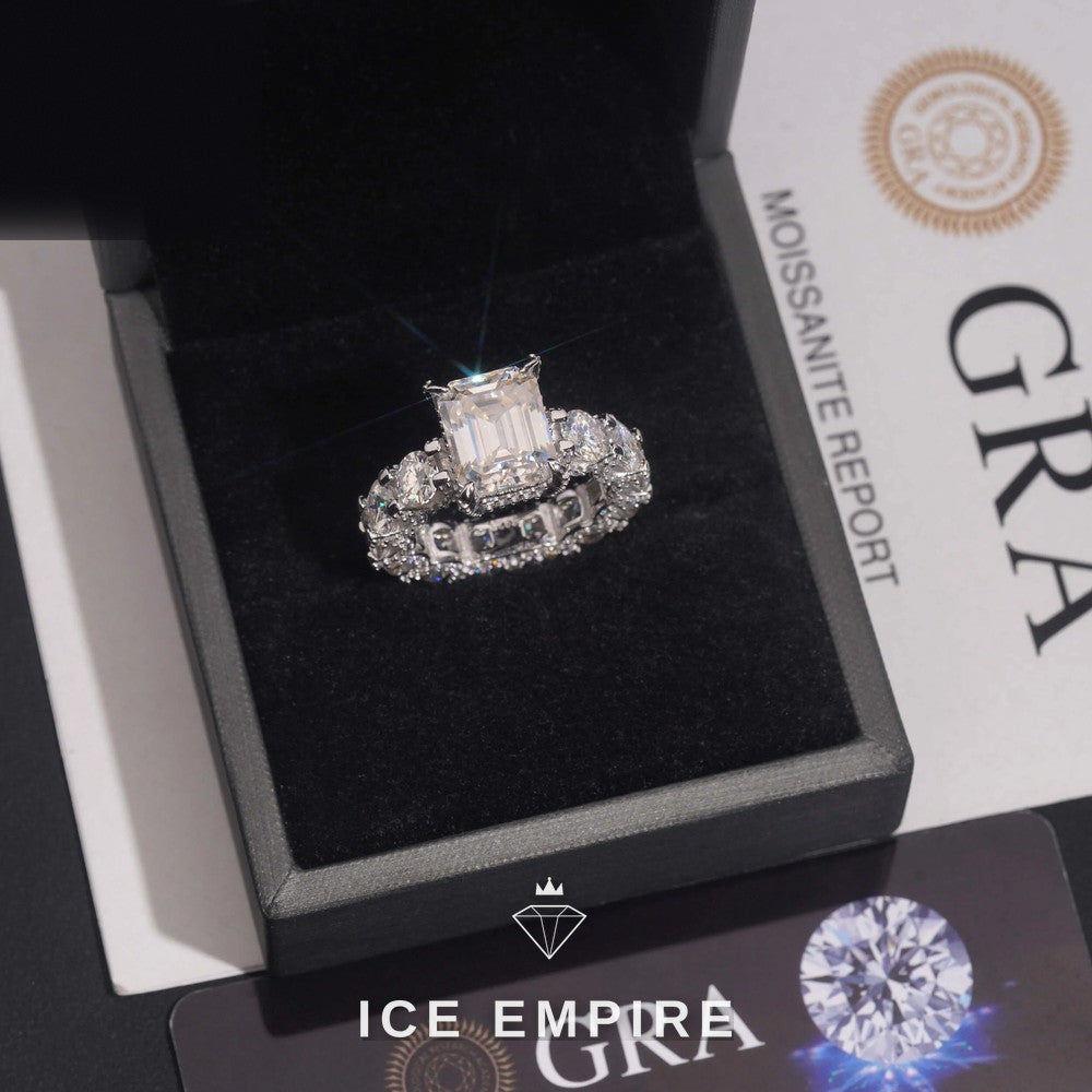 Iced Out 925 Silver Moissanite Wedding Band