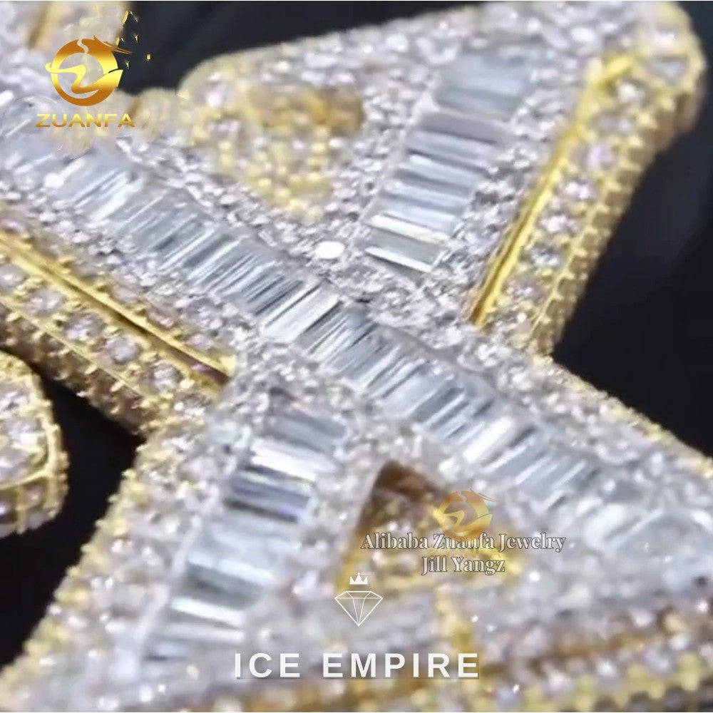 Iced Out Baguette 925 Silver Pendant