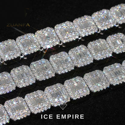 Iced Out Baguette Rose Gold Plated Moissanite Cuban Chain