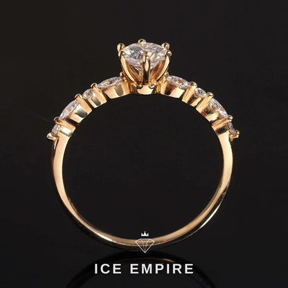 Iced Out 14K Gold Moissanite Engagement Ring