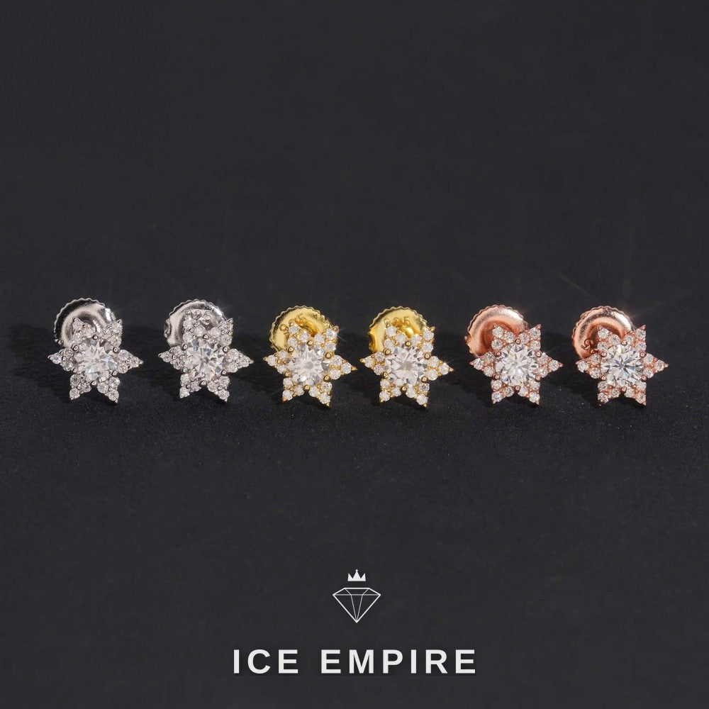 Iced Out Rose Gold Plated Moissanite Earrings