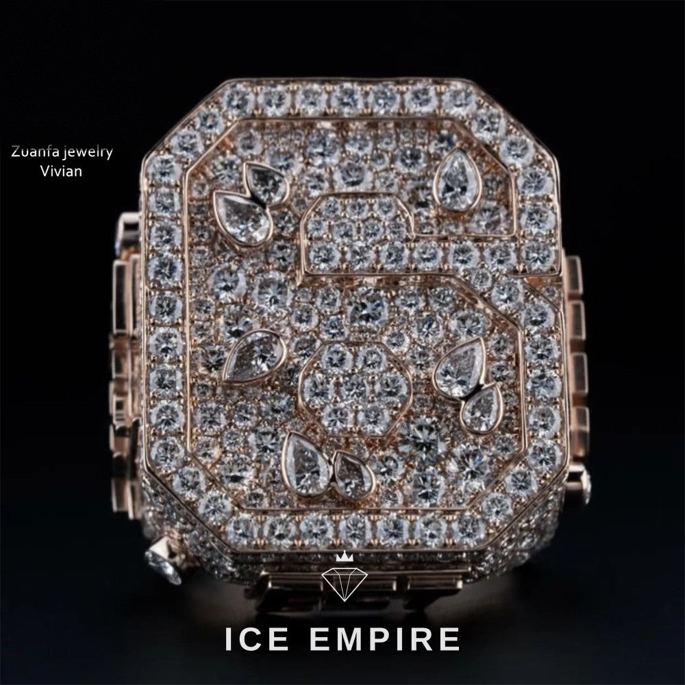 Iced Out 925 Silver Moissanite Ring
