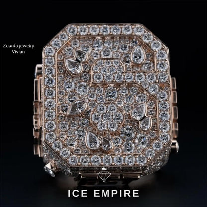 Iced Out 925 Silver Moissanite Ring