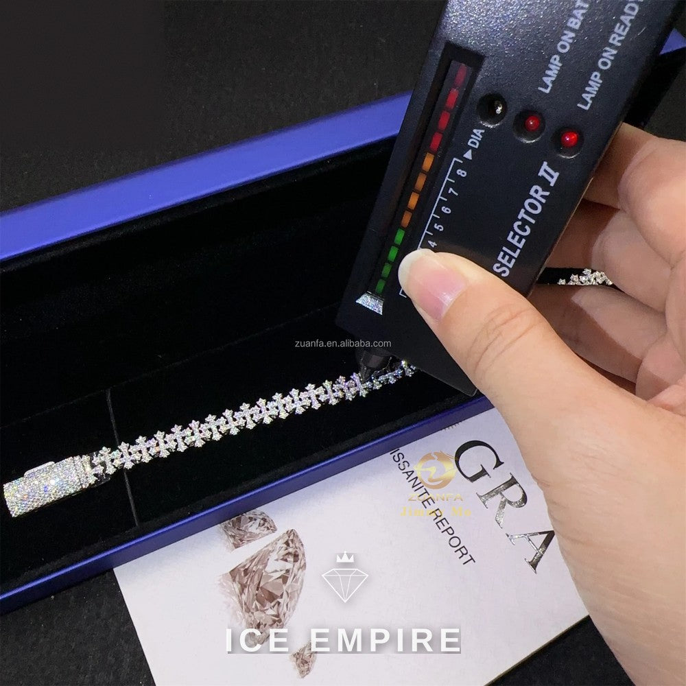 Iced Out Cross 925 Silver Moissanite Cuban Chain
