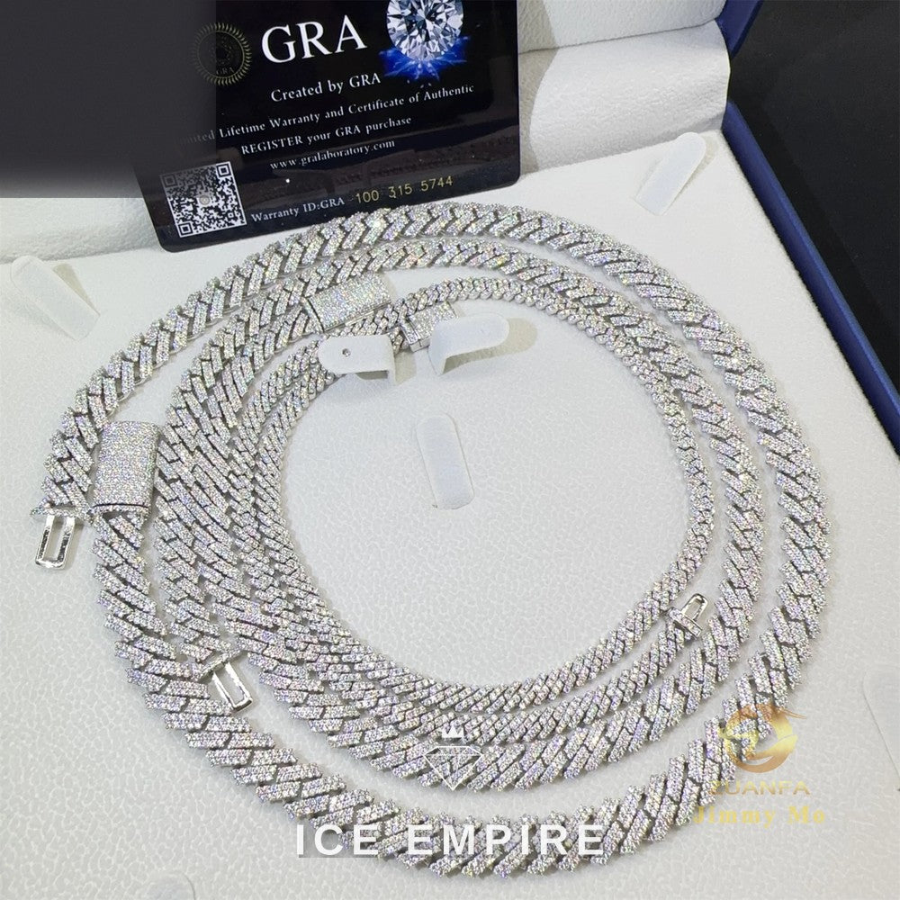 Iced Out 925 Silver Moissanite Cuban Chain
