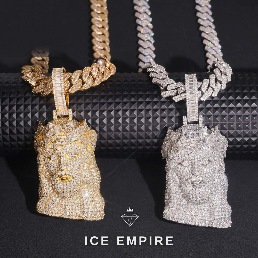 Iced Out Baguette 925 Silver Pendant
