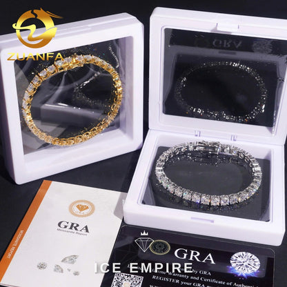 Iced Out 925 Silver Moissanite Tennis Bracelet
