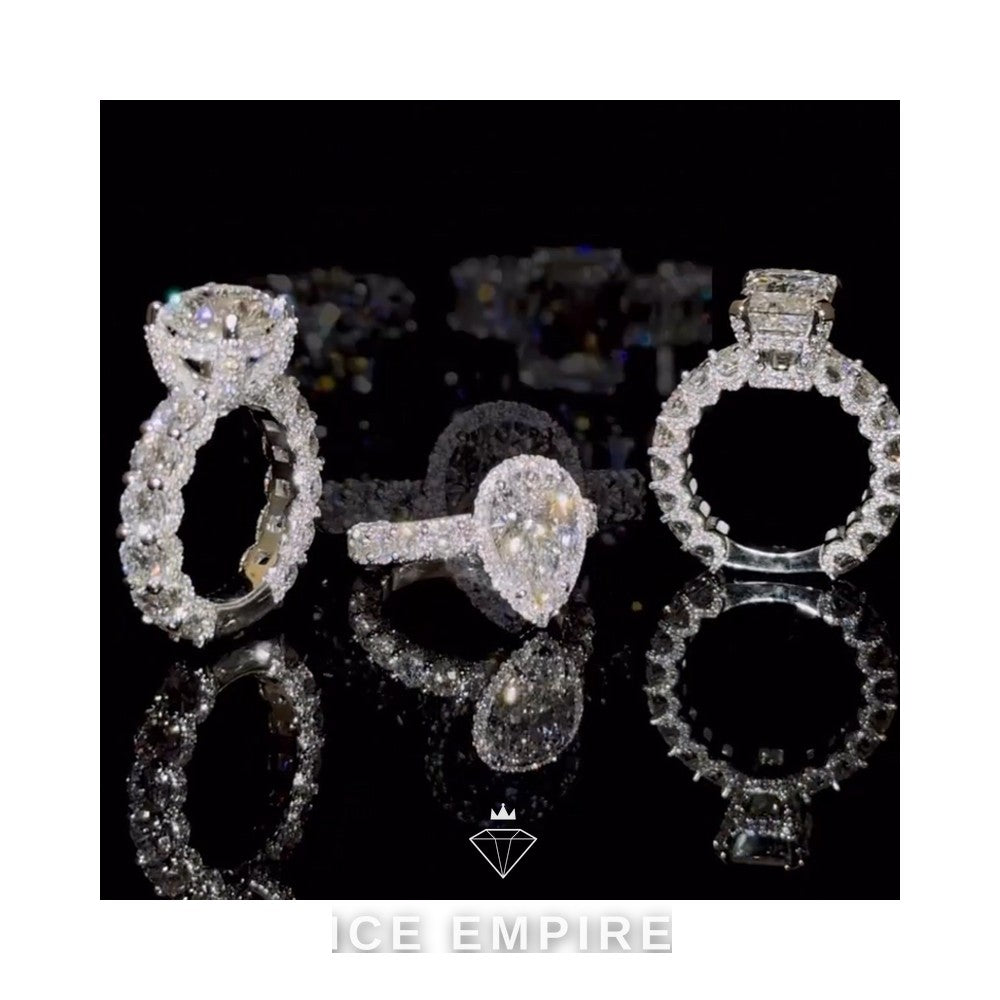 Iced Out Gold Plated Moissanite Engagement Ring