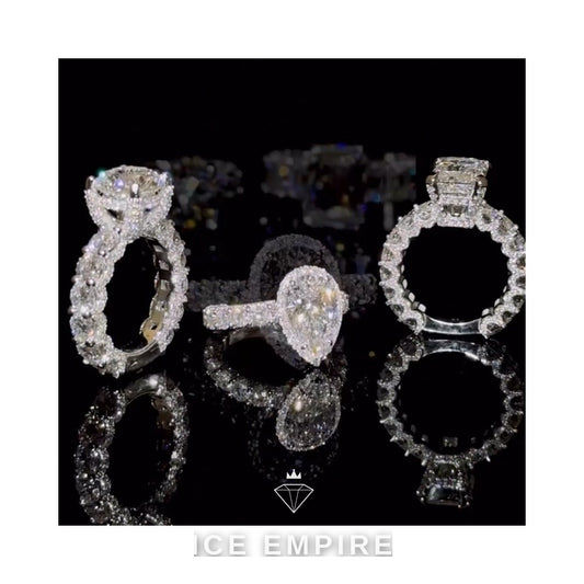 Iced Out Gold Plated Moissanite Engagement Ring