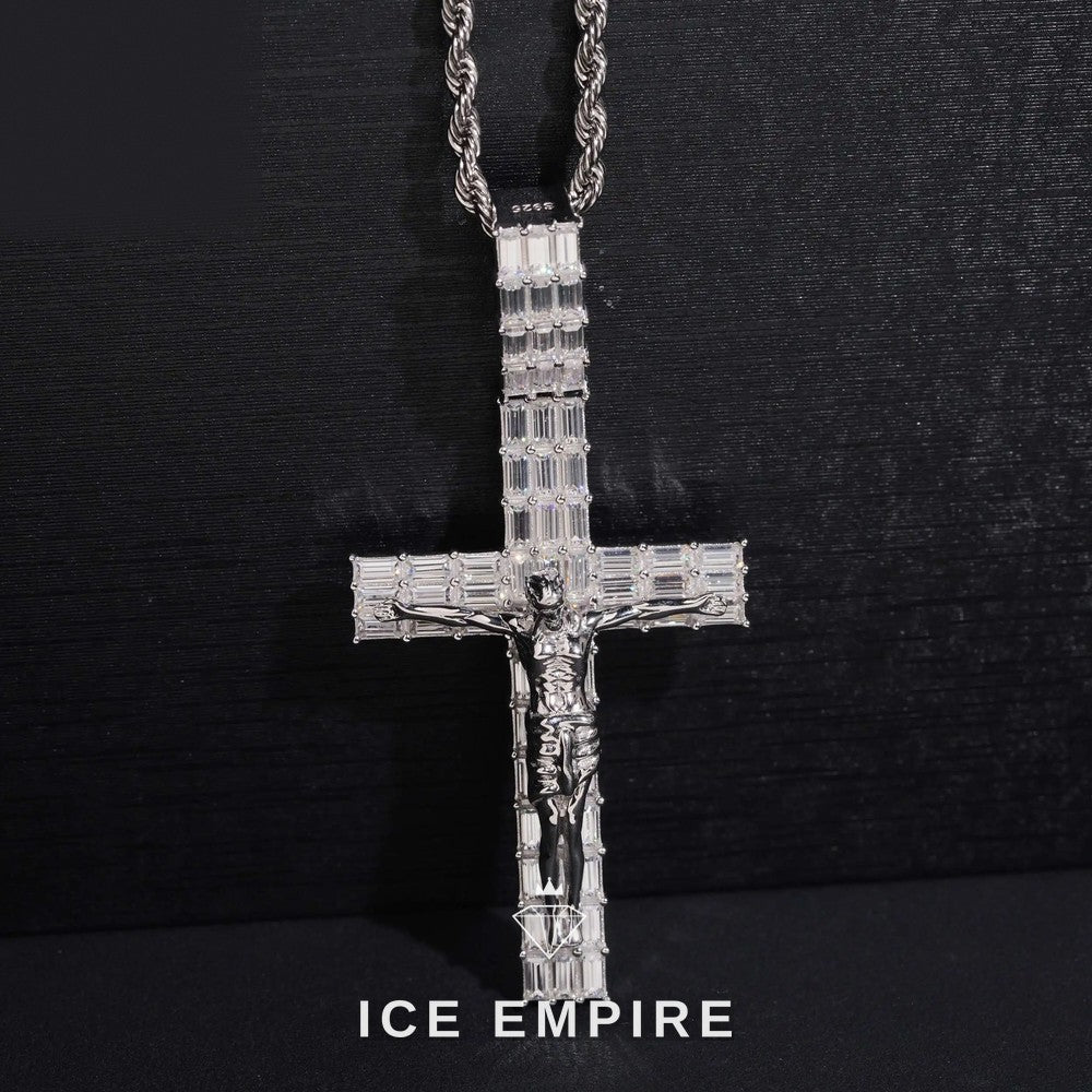 Iced Out Baguette 925 Silver Moissanite Pendant