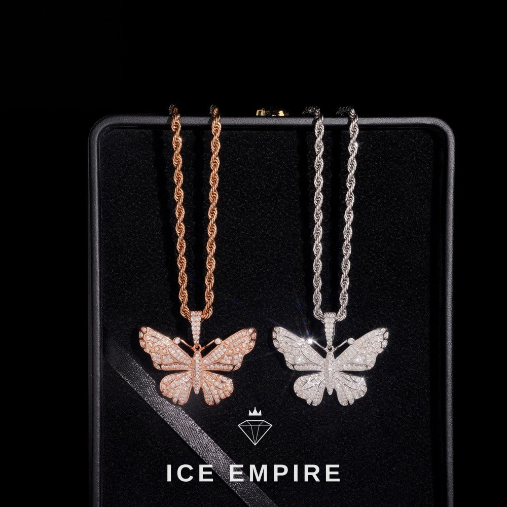 Iced Out Butterfly 925 Silver Moissanite Pendant