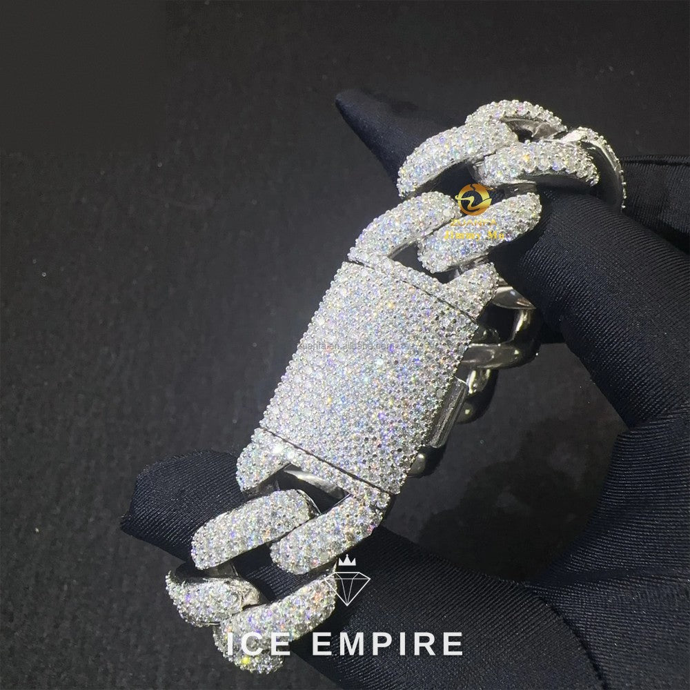 Iced Out 925 Silver Moissanite Cuban Chain