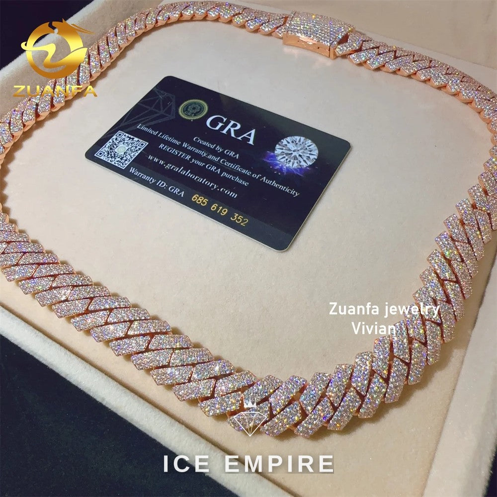 Iced Out Rose Gold Plated Moissanite Cuban Chain
